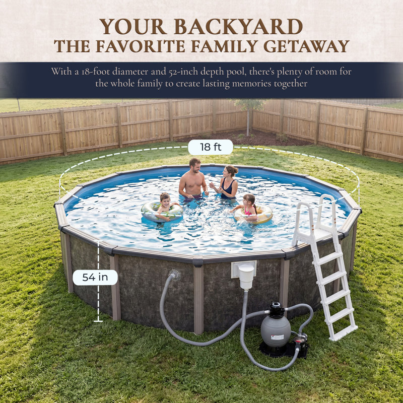 Blue Wave Products Riviera 8-in Top Rail Metal Wall Swimming Pool